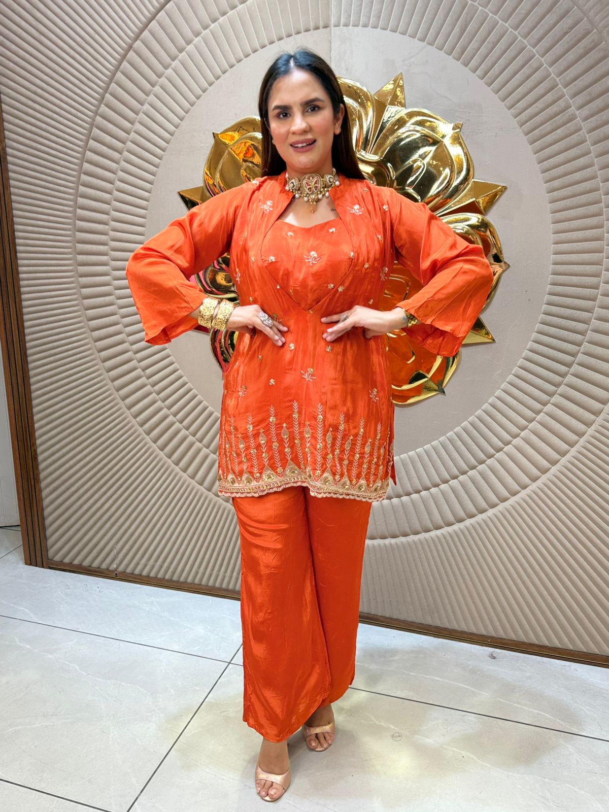 Partywear Suit With Fancy Neck PC2043