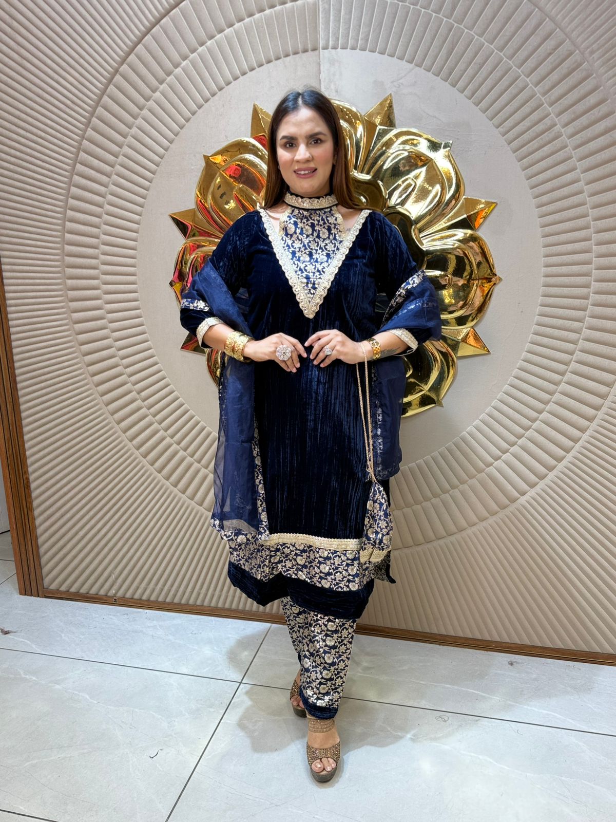 Partywear Suit With Designer Neck PC2045