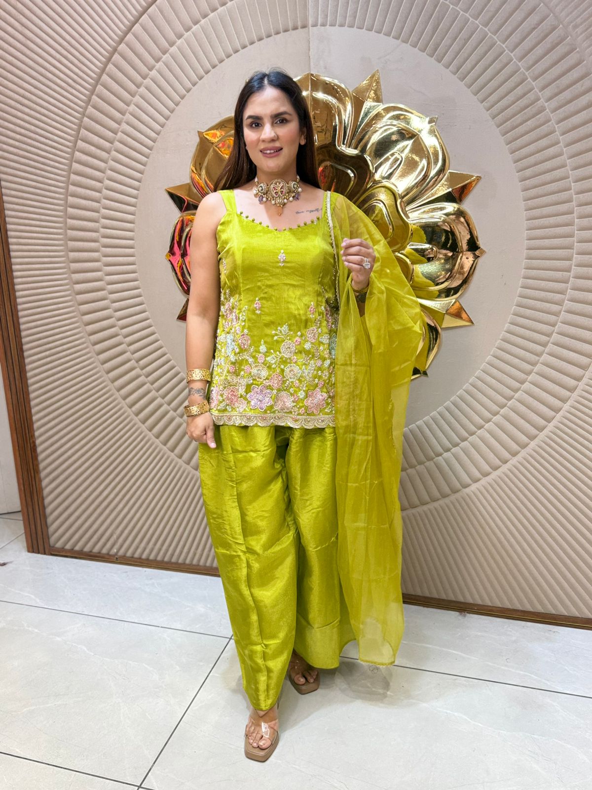 Pretty Suit With Flower Embroidery Work PC2046