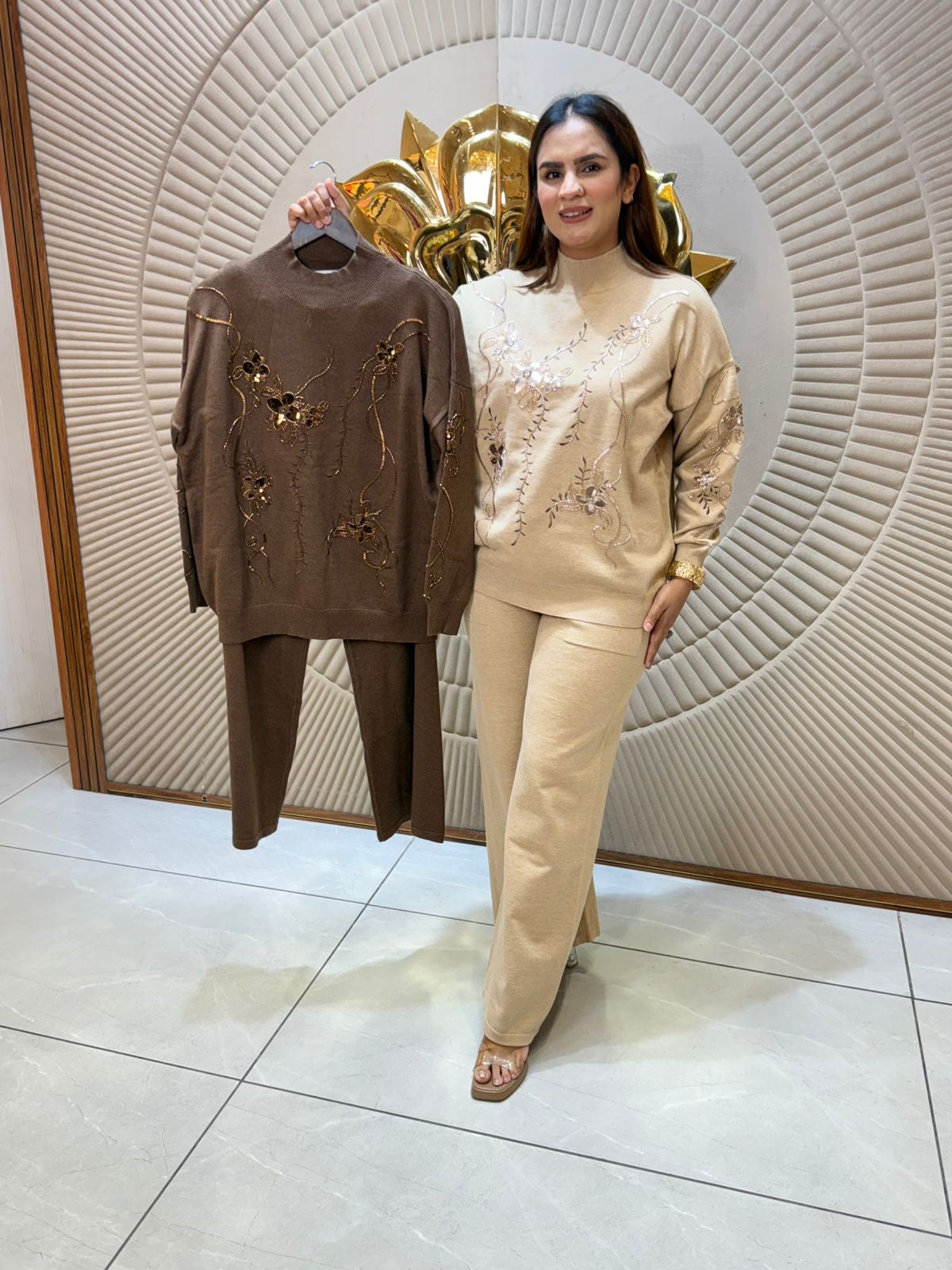 Stunning Embroidery Work Winter Co-Ord Set PC2063