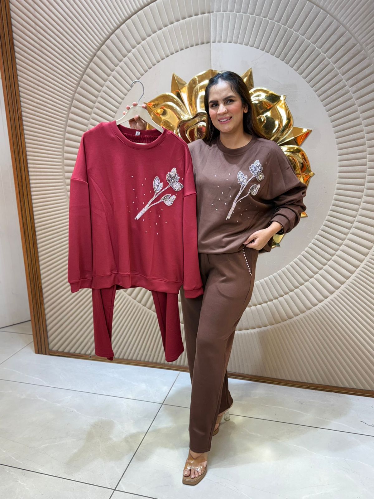 Stunning Winter Co-Ord Set With Stone Work PC2070