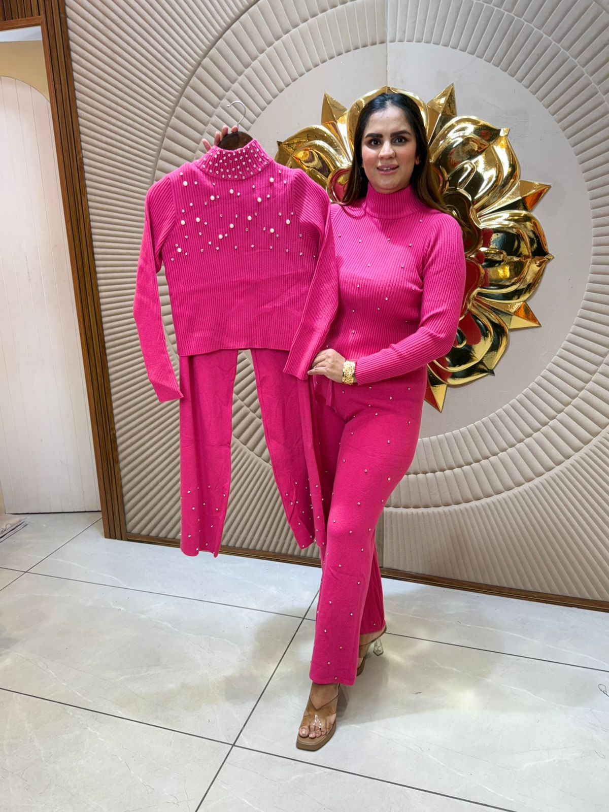 Stunning Pearl Work Winter Co-Ord Set PC2076