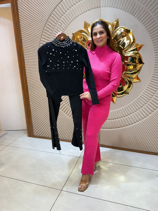 Stunning Pearl Work Winter Co-Ord Set PC2076