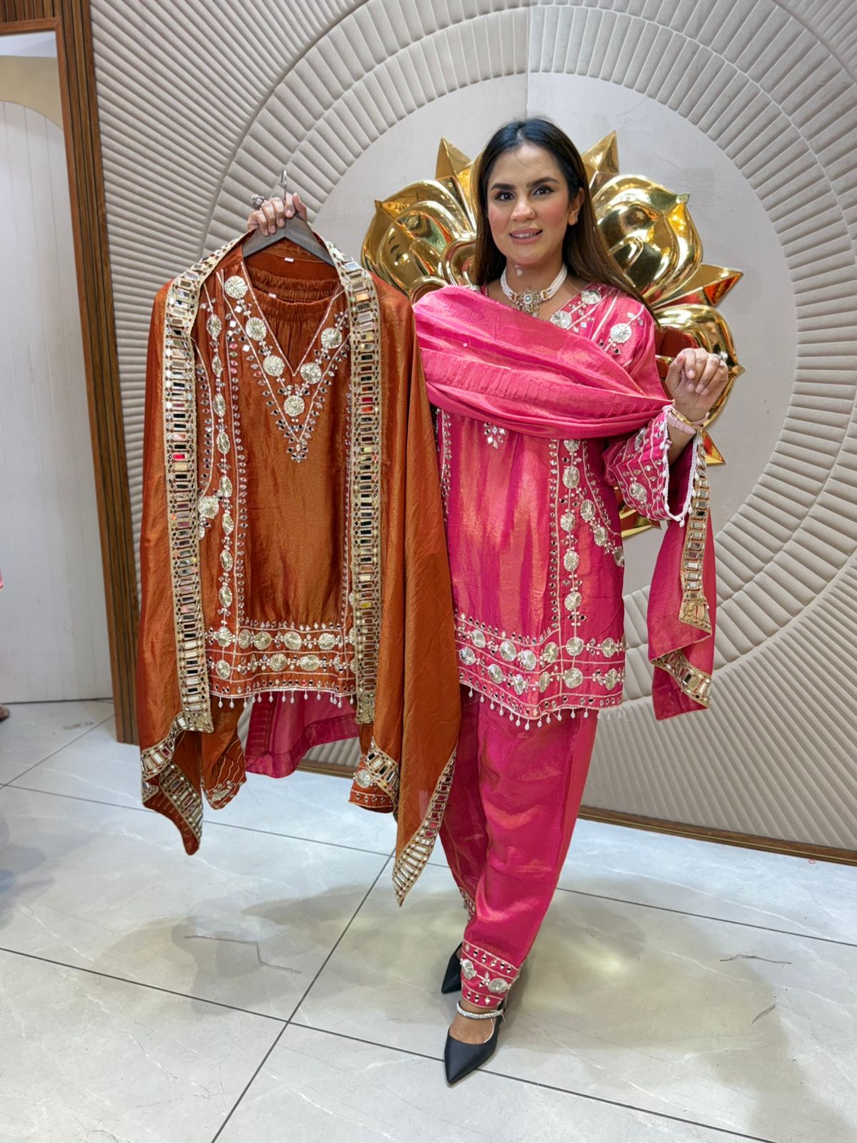 Elegant Suit With Mirror Work PC2087