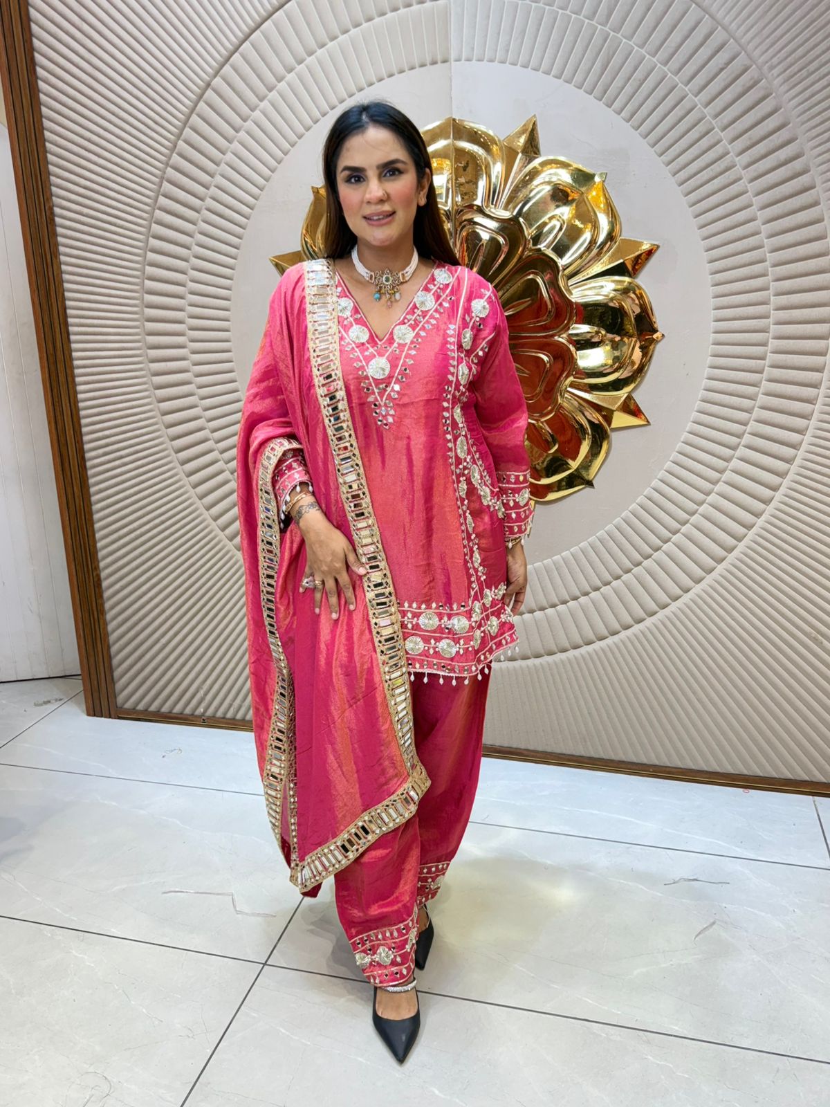 Elegant Suit With Mirror Work PC2087