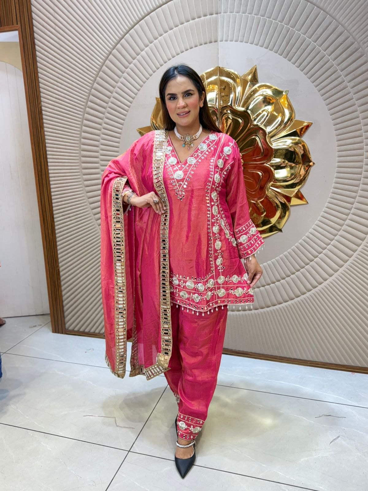 Elegant Suit With Mirror Work PC2087