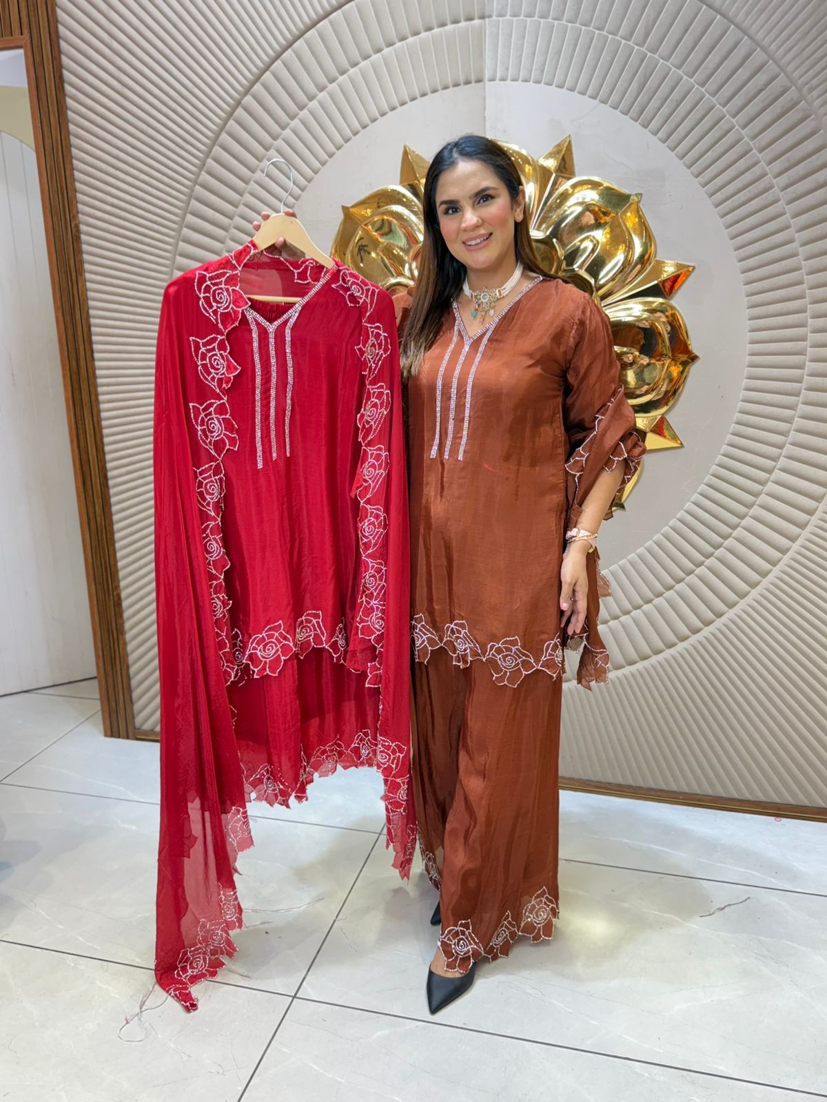 Beautiful Suit With Flower Design PC2088