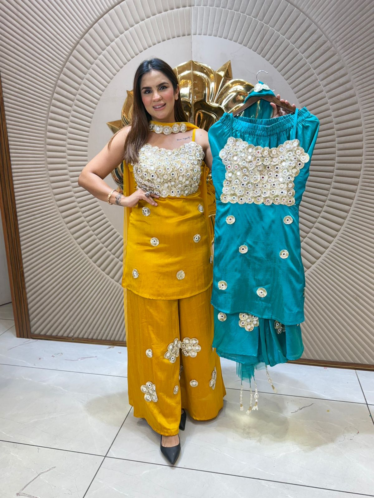 Elegant Suit With Flower Design PC2091