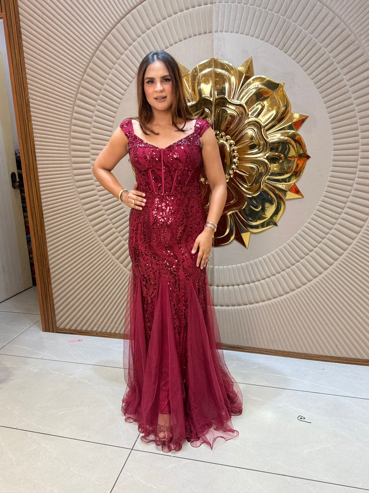 Beautiful Party Wear Dress With Net Work PC2101