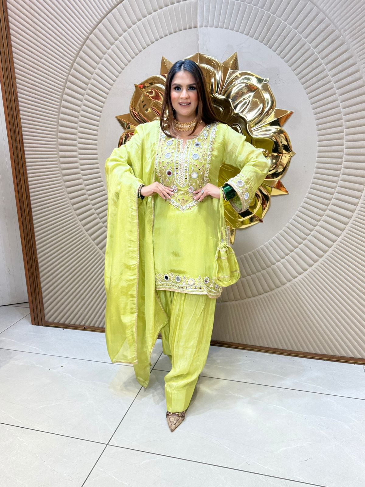 Elegant Mirror Work Suit PC2114