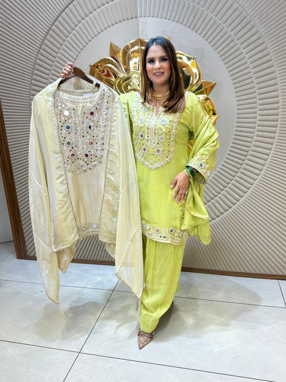 Elegant Mirror Work Suit PC2114