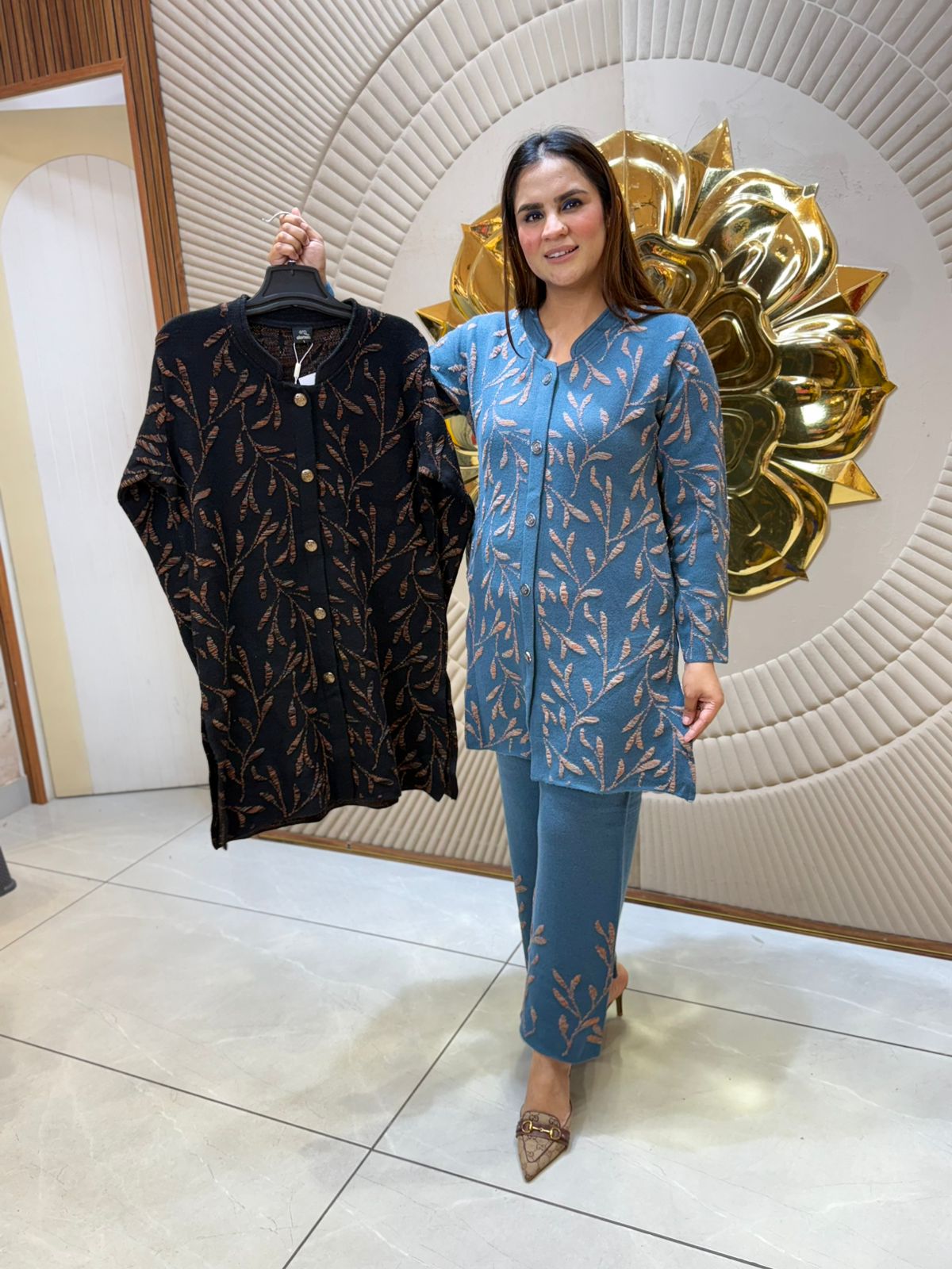 Beautiful Cordset With Leaf Embroidery Pattern PC2138