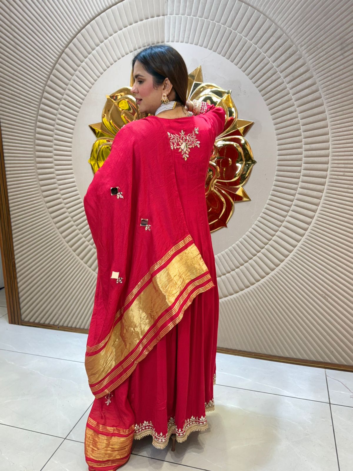 Beautiful Suit Mirror Work On Dupatta PC2146