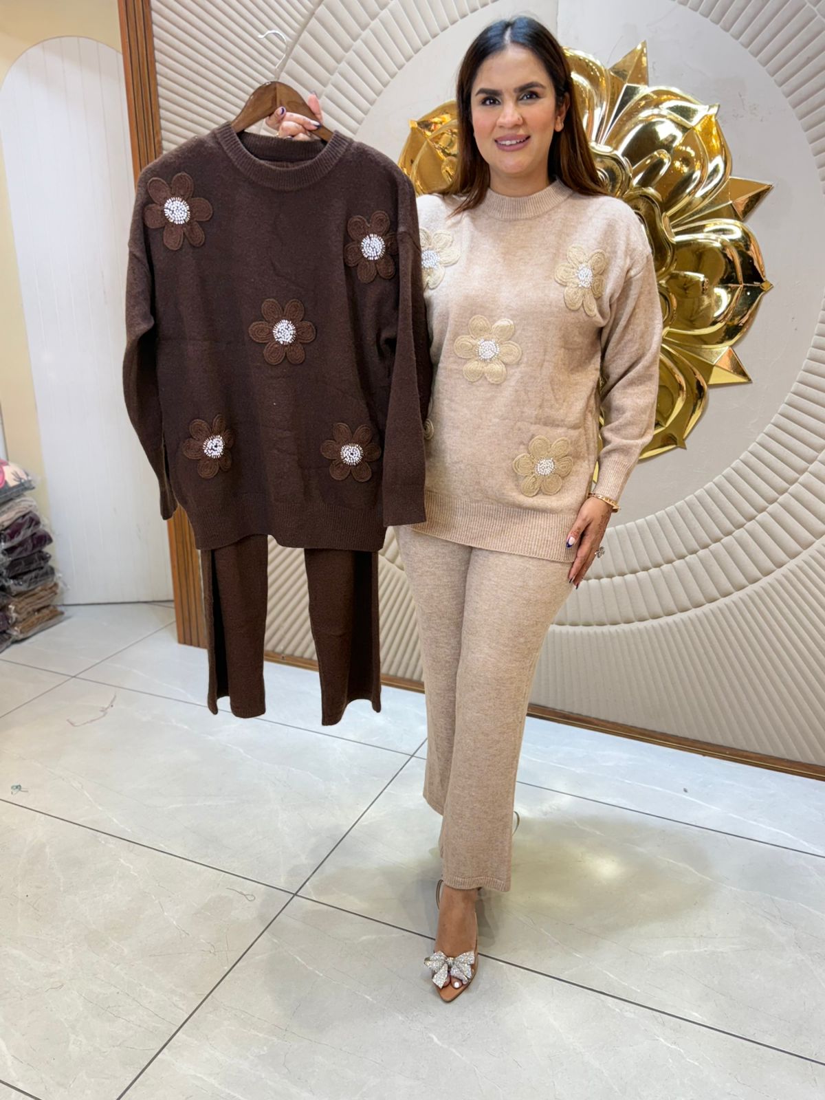 Beautiful Coord Set With Flower Design PC2165