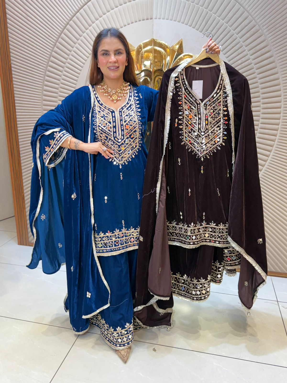 Beautiful Palazzo Suit With Velvet Dupatta PC2176