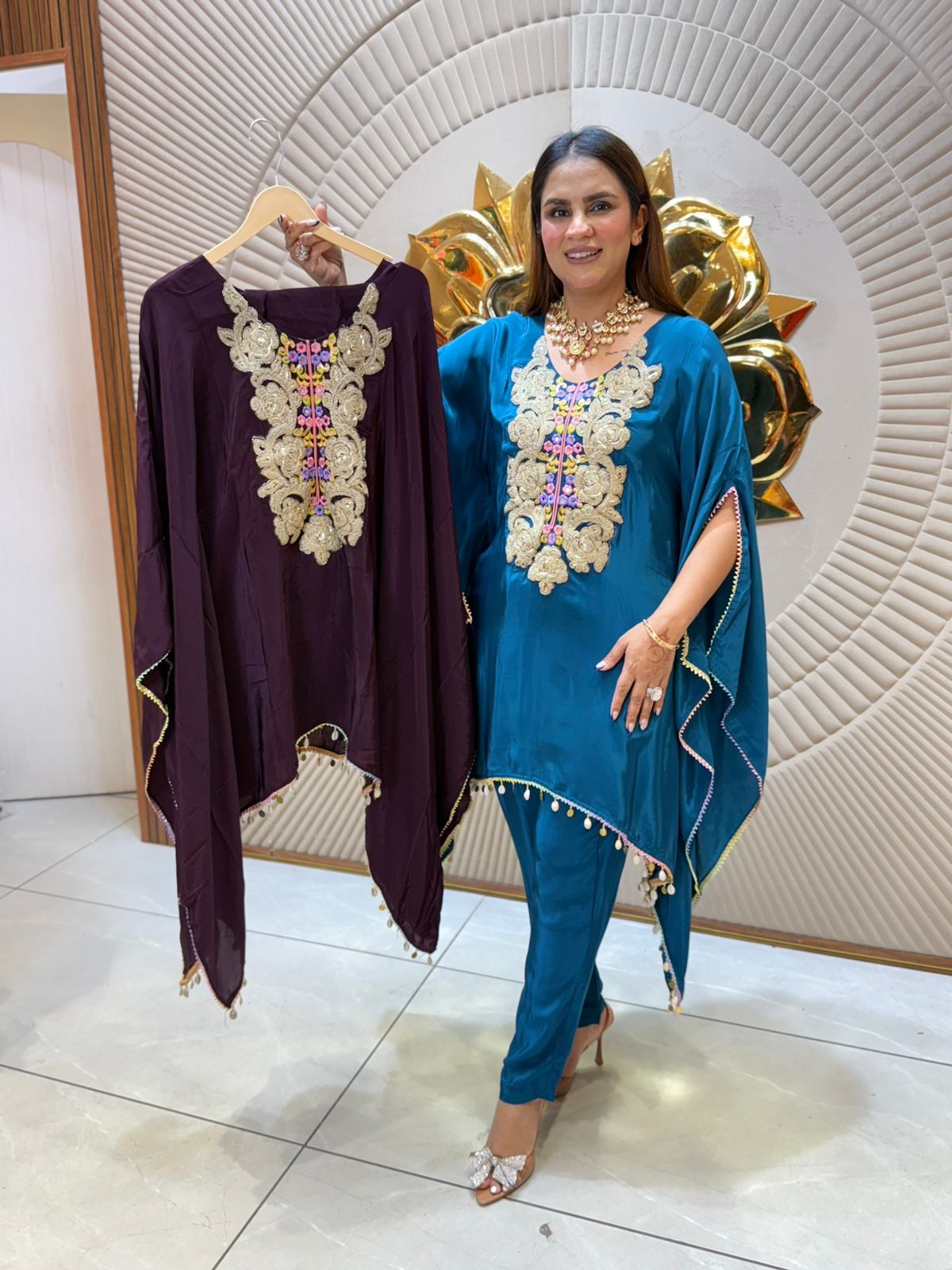 Stunning Kaftan Set With Patch Work PC2174