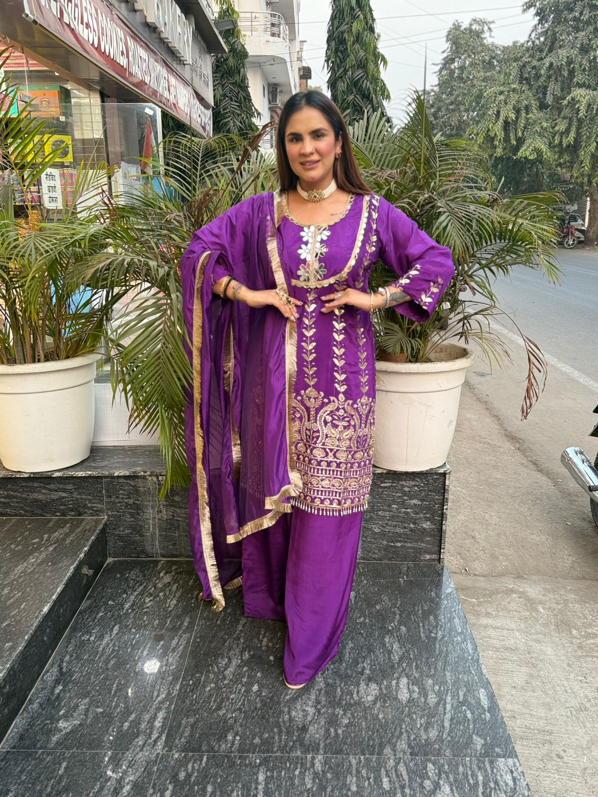 Beautiful Suit With Lace Work on Dupatta PC2180