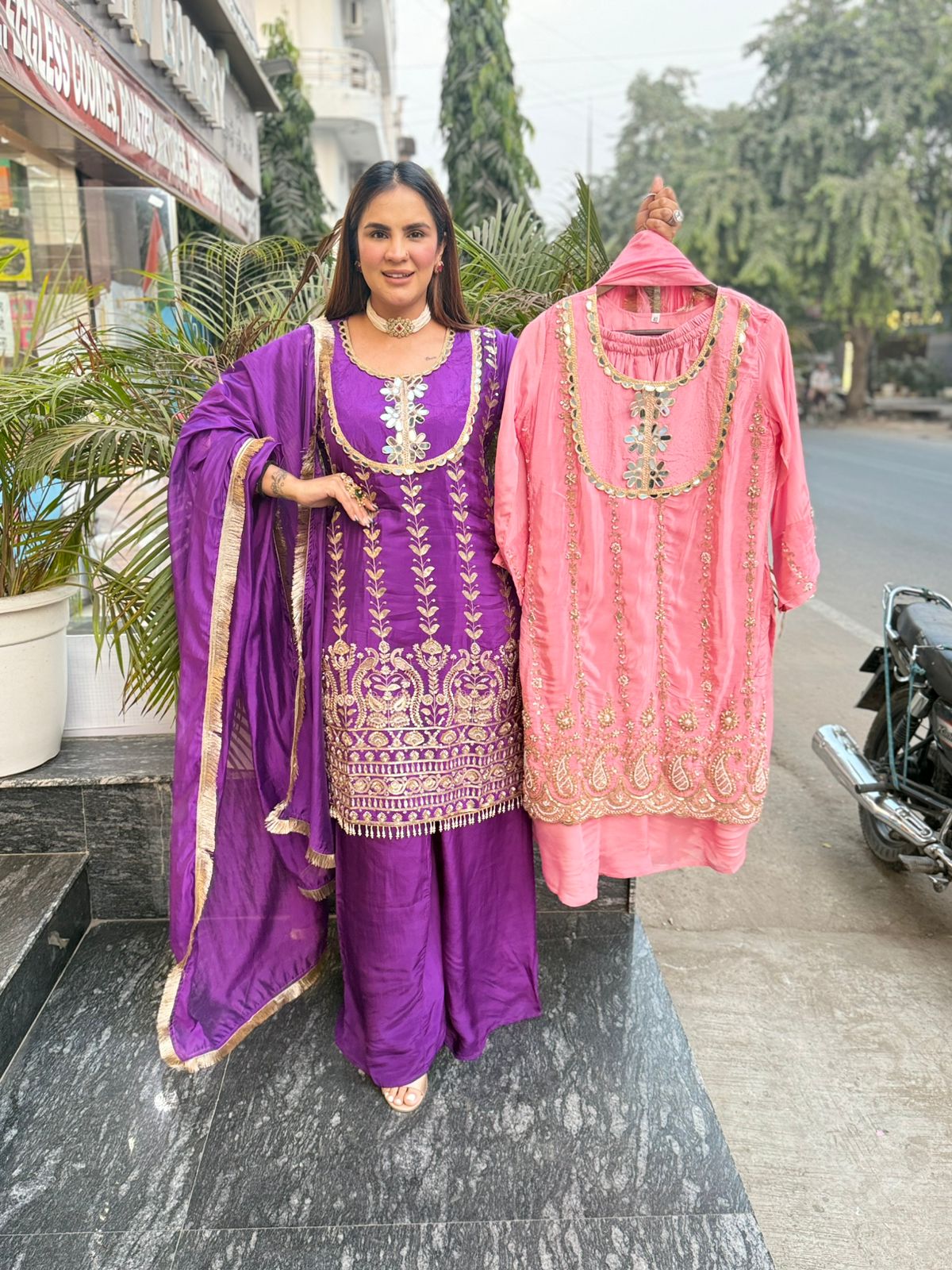 Beautiful Suit With Lace Work on Dupatta PC2180