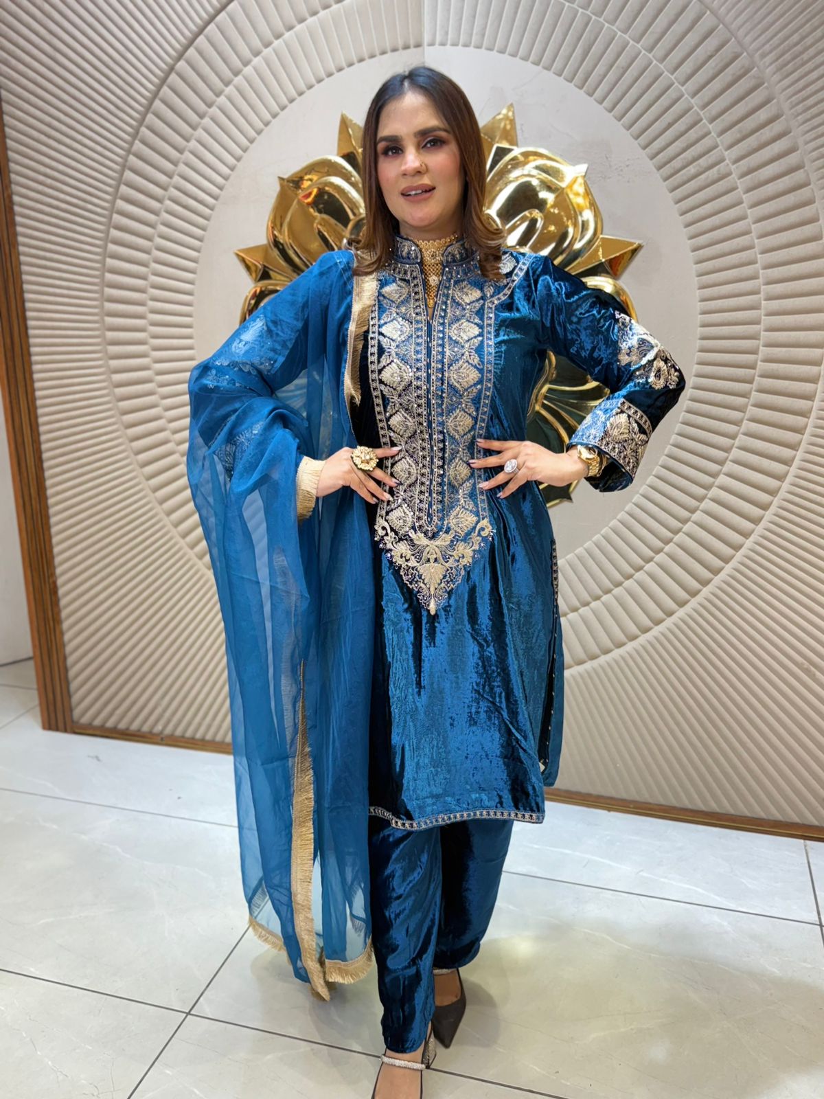 Beautiful Suit With Net Work PC2186