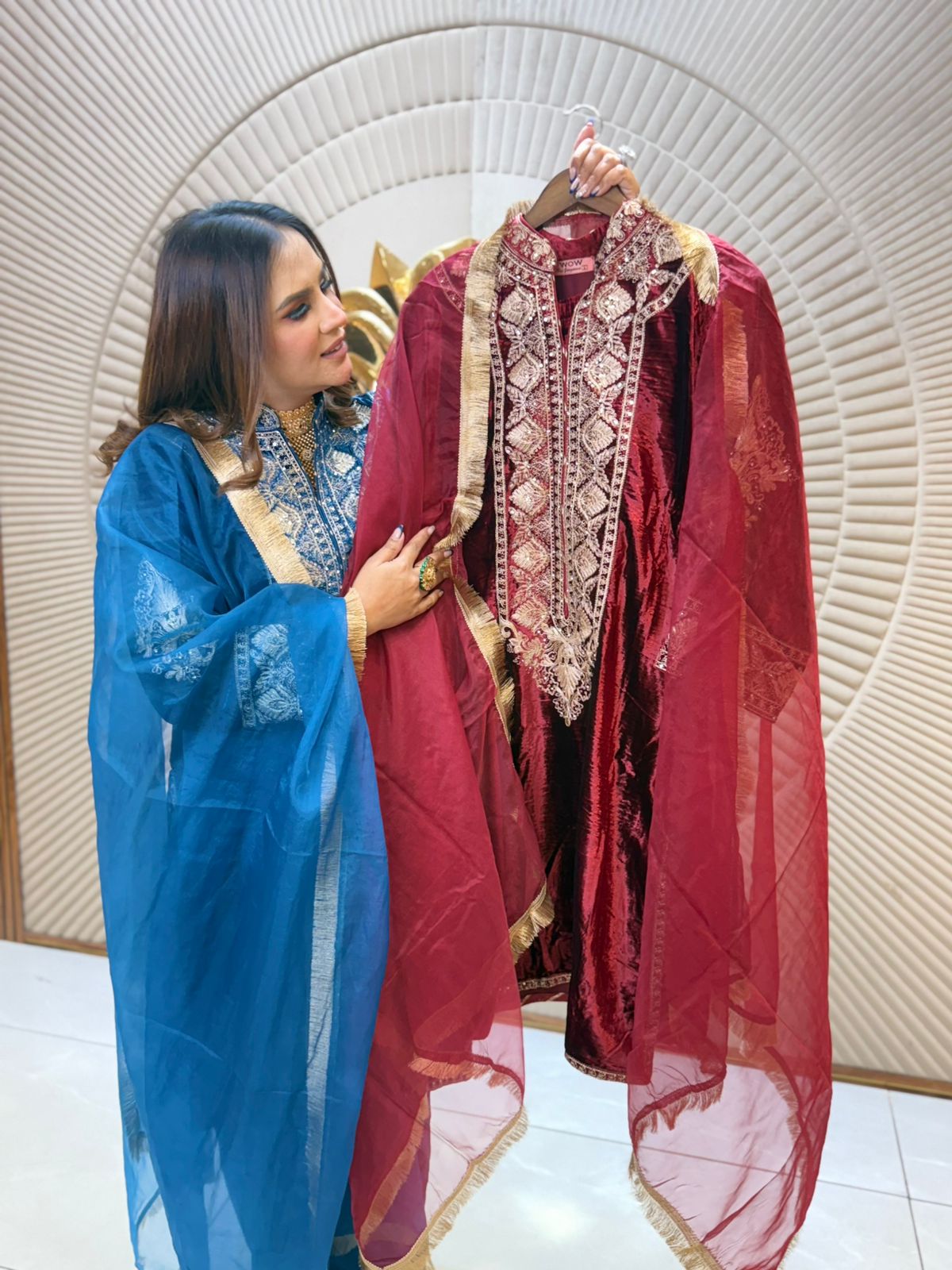 Beautiful Suit With Net Work PC2186