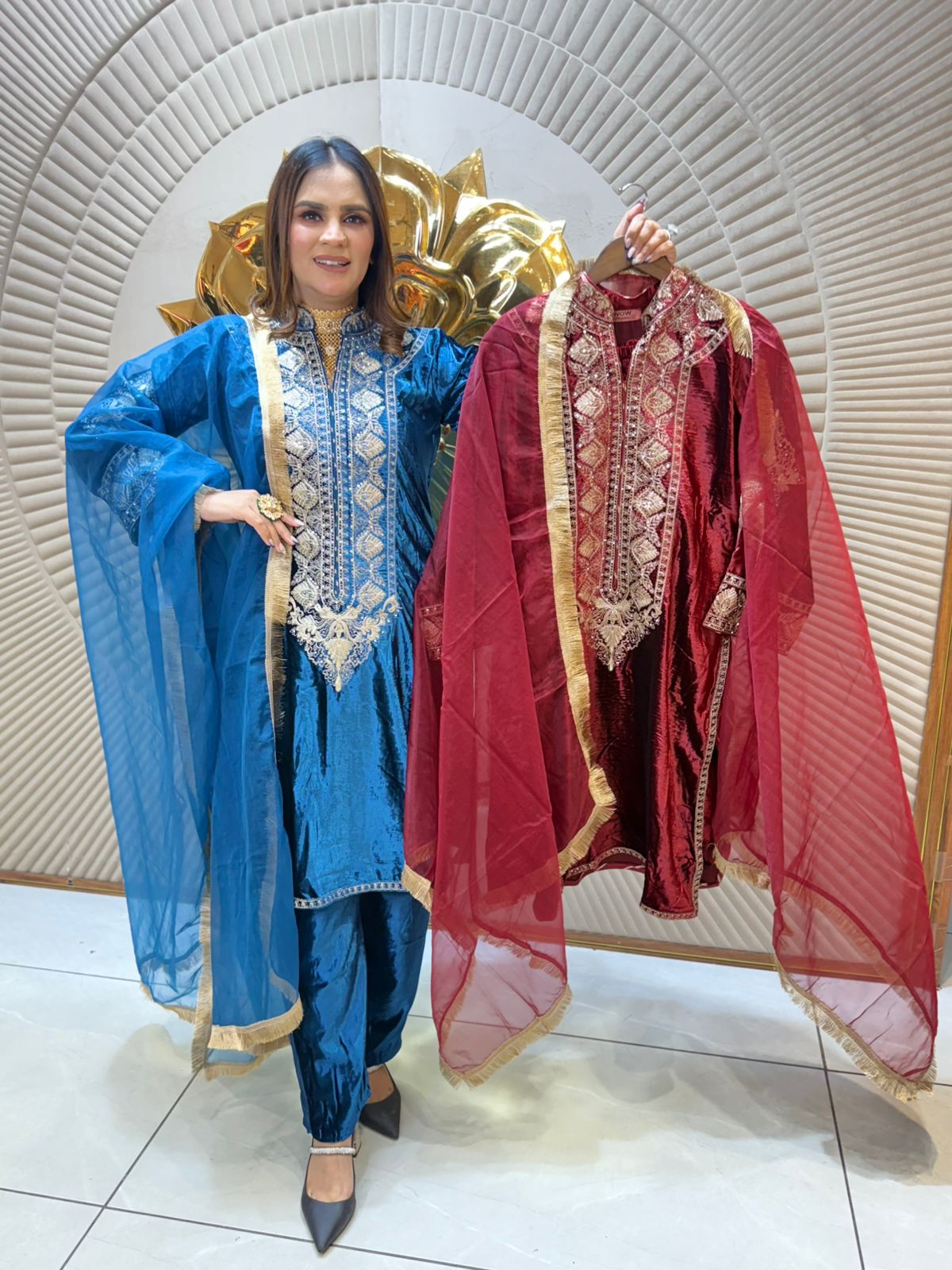 Beautiful Suit With Net Work PC2186