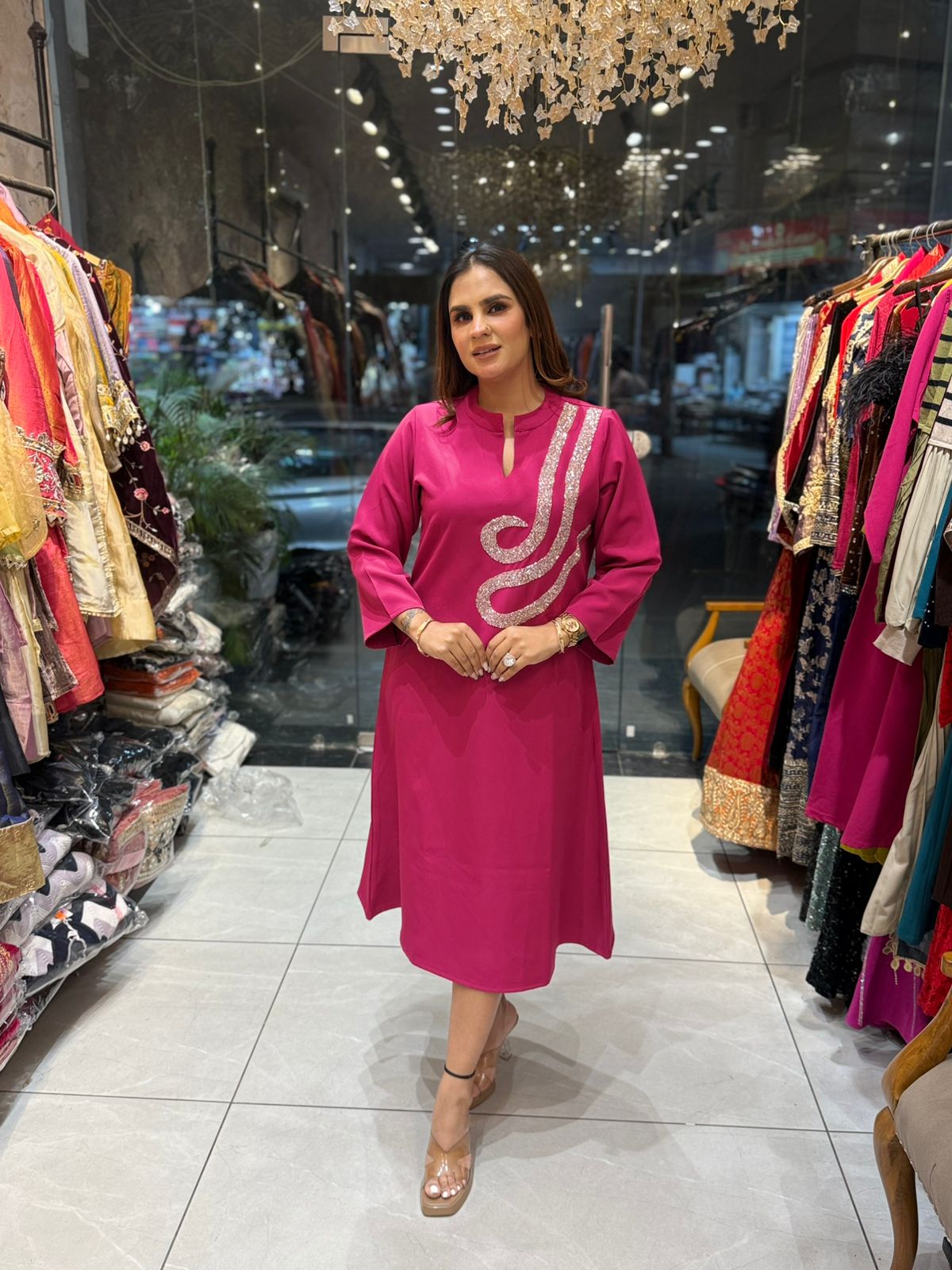 Dress in Banana Crape with Embroidery  PC2203