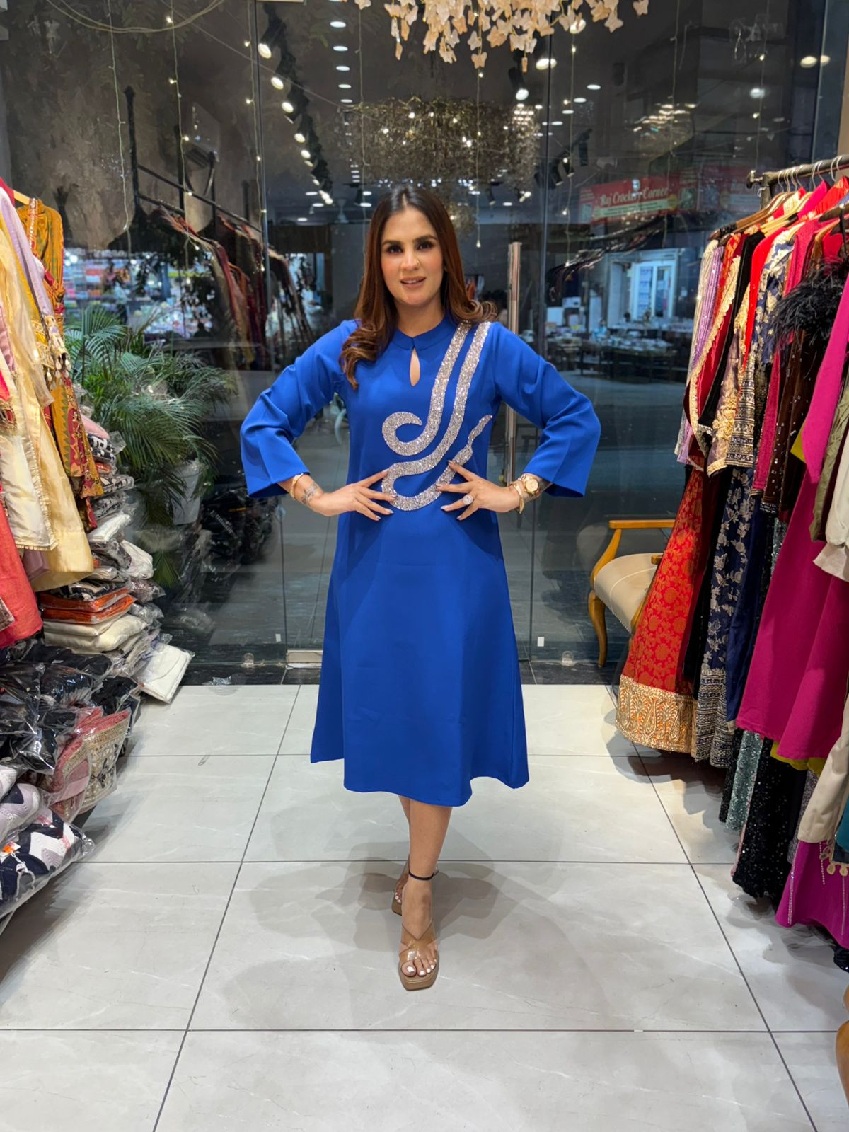 Dress in Banana Crape with Embroidery  PC2203