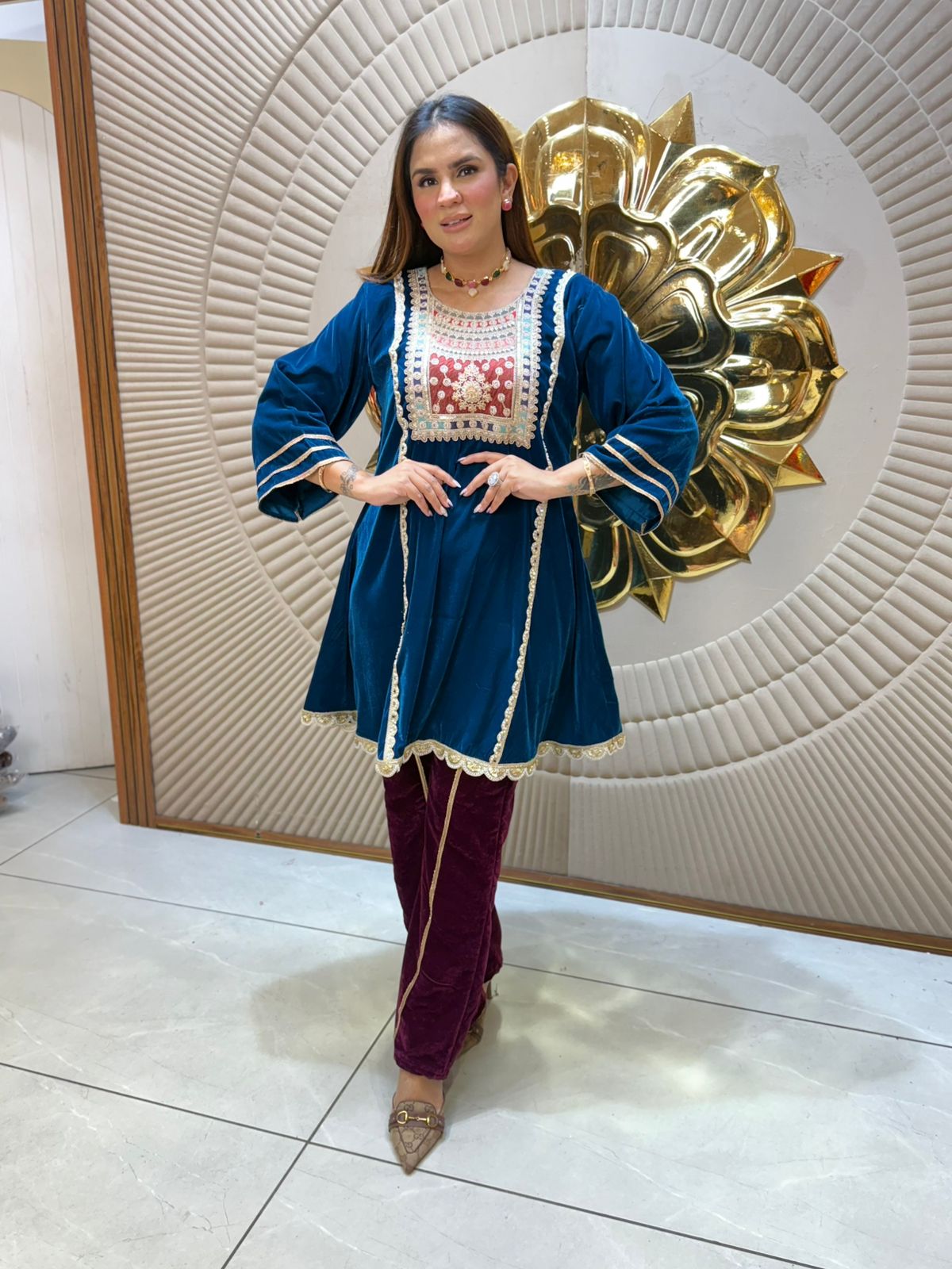 Beautiful Co-Ord Set With Heavy Neck Work PC2212