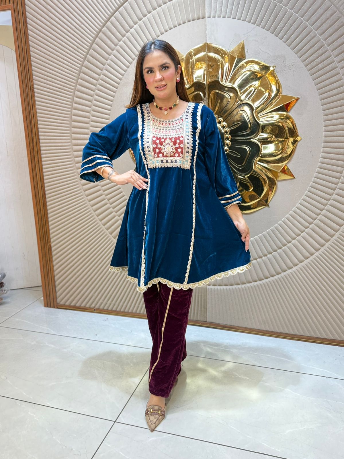 Beautiful Co-Ord Set With Heavy Neck Work PC2212