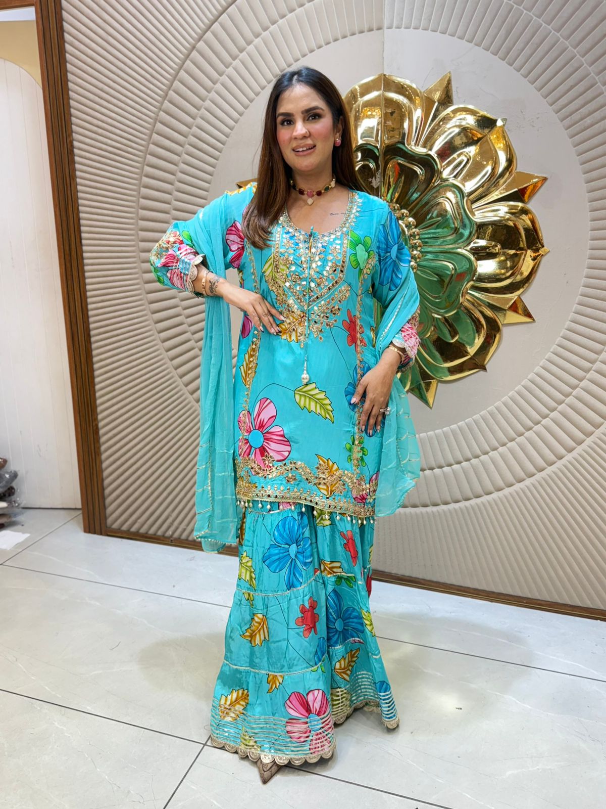 Beautiful Flower Print Suit PC2213