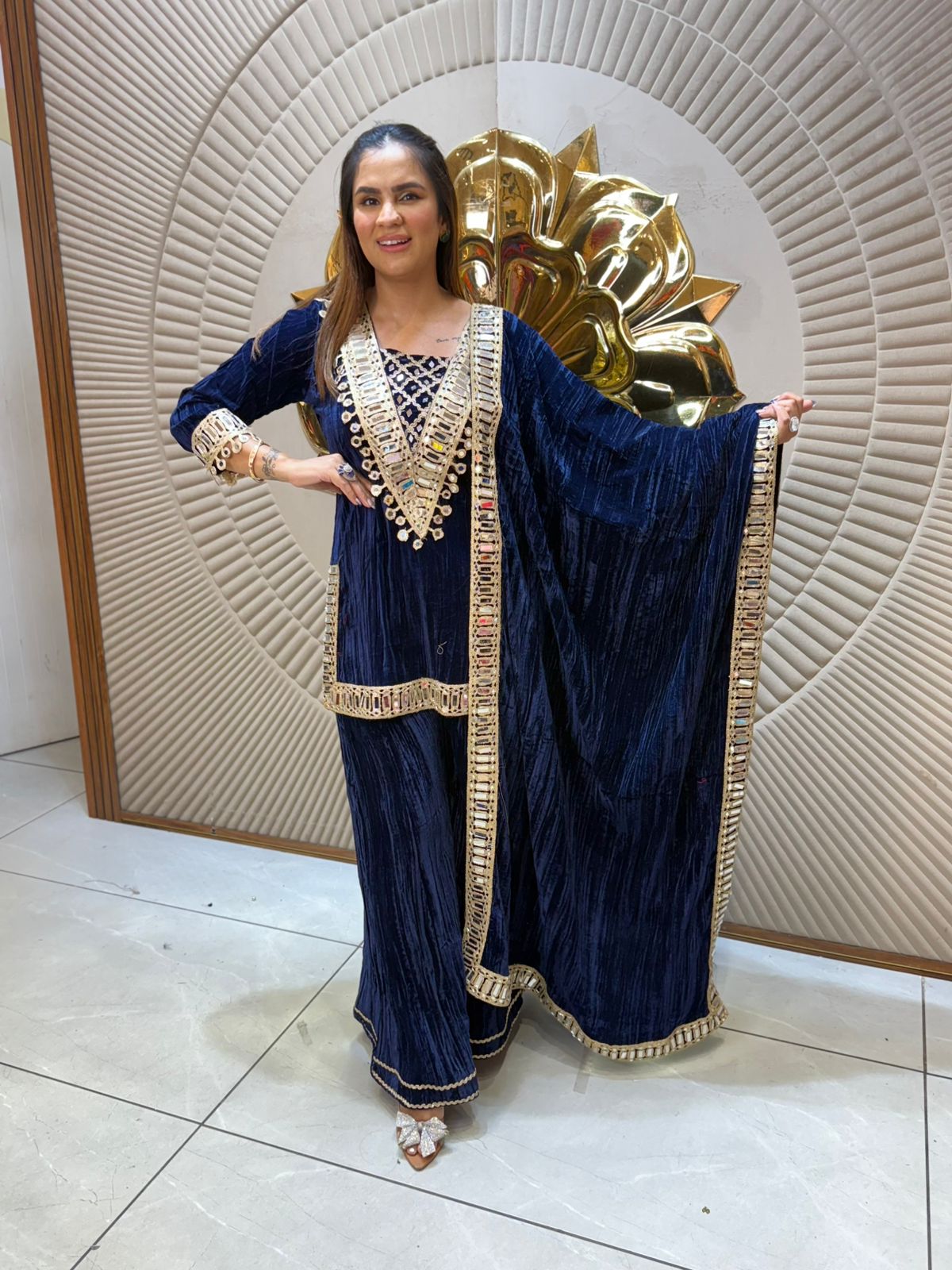 Beautiful Velvet Suit With Lace Work PC2216