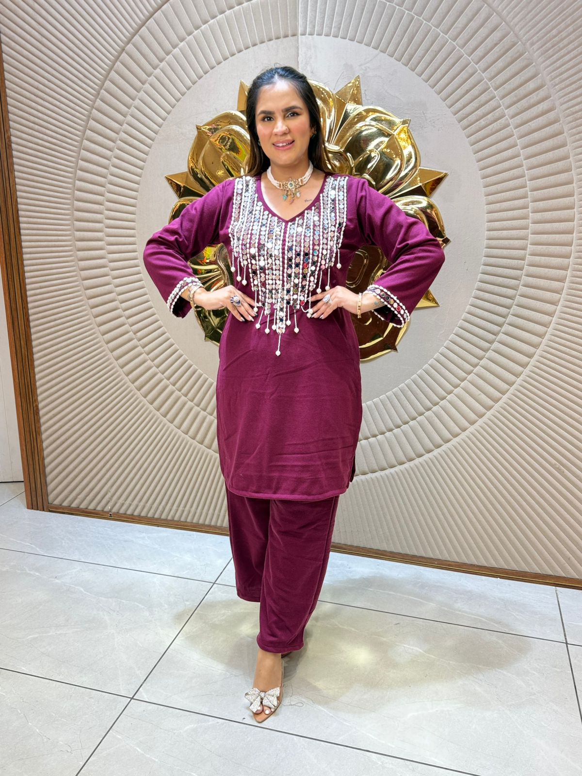 Beautiful Suit With Front Mirror Work PC2222