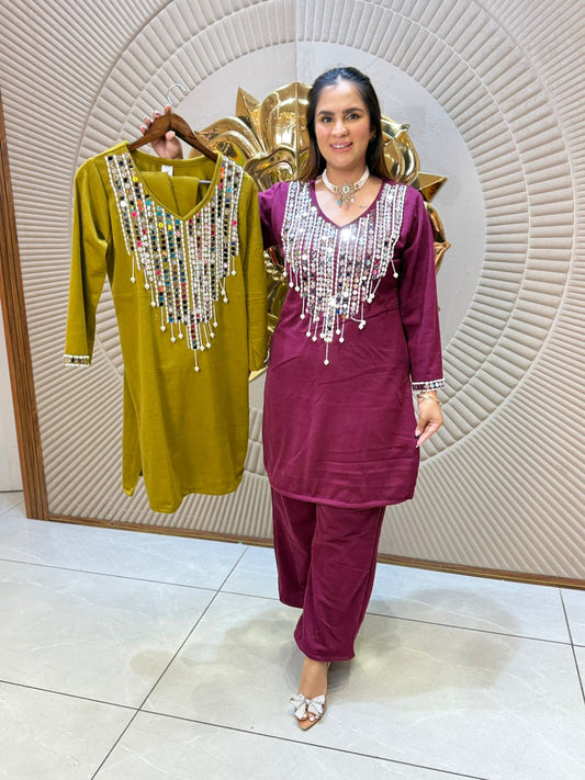 Beautiful Suit With Front Mirror Work PC2222