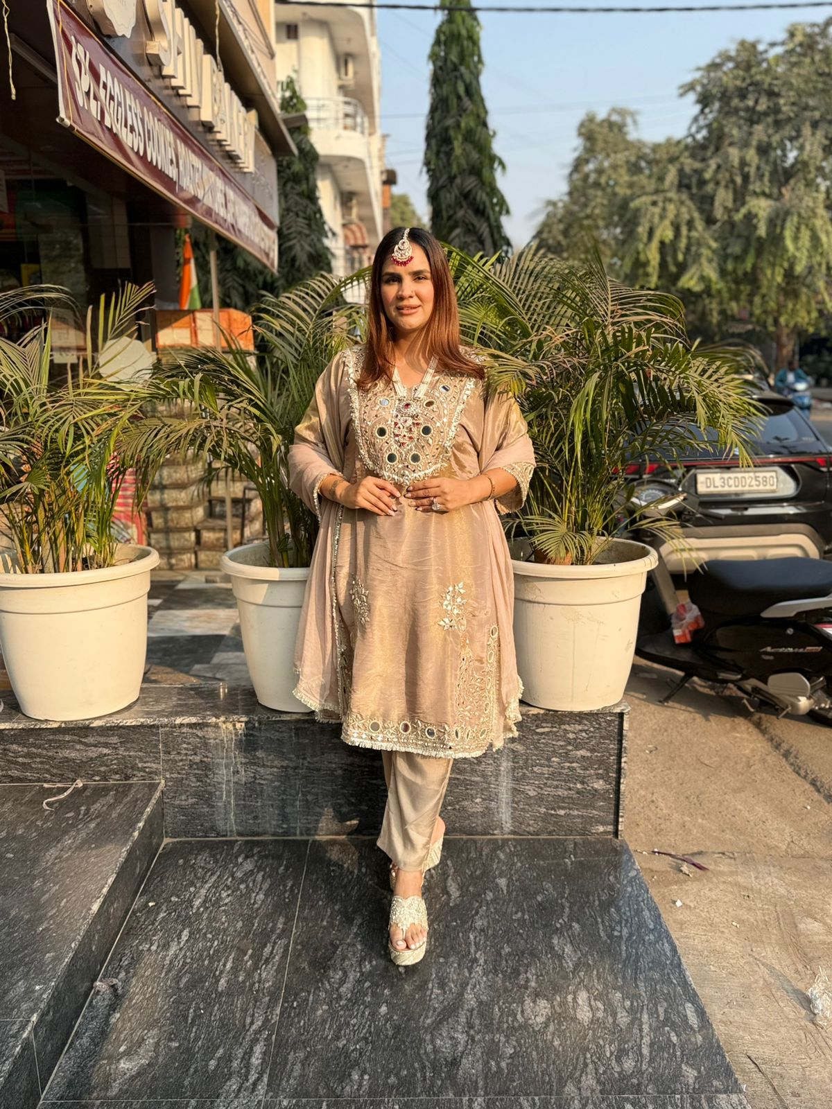 Elegant Suit With Mirror Work PC2224