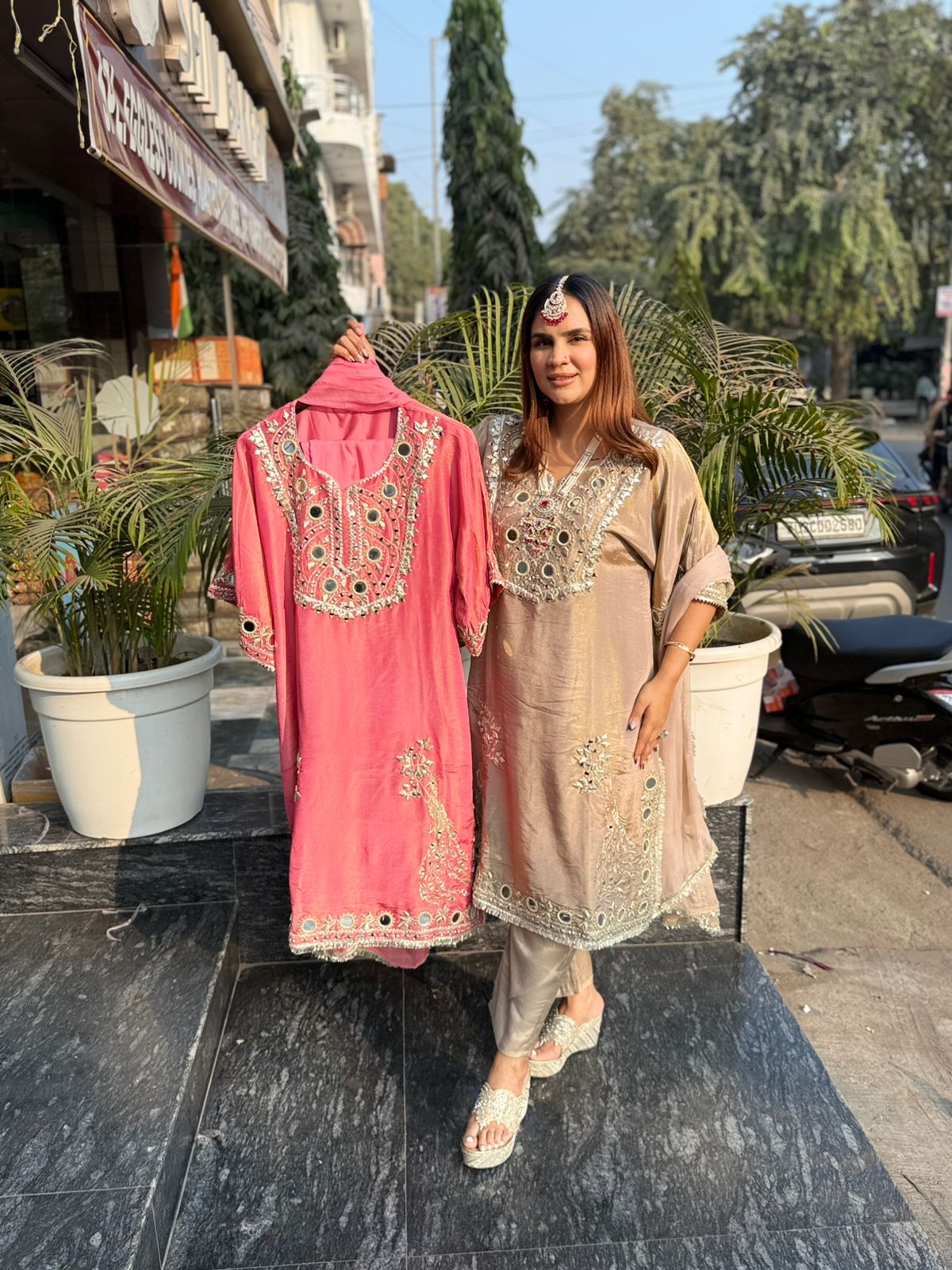 Elegant Suit With Mirror Work PC2224