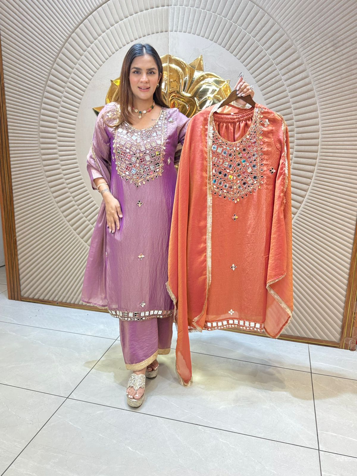 Beautiful Suit With mirror Work PC2225