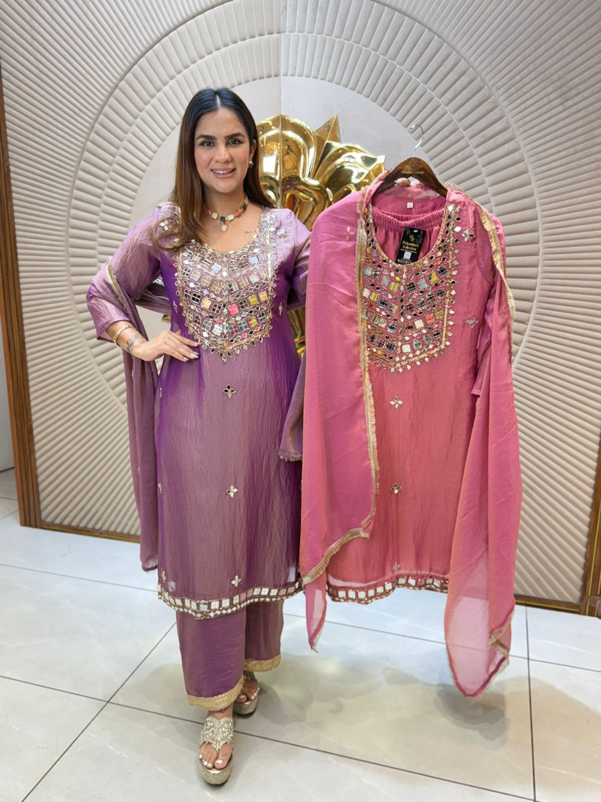 Beautiful Suit With mirror Work PC2225