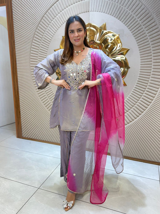 Beautiful Suit With Net Work Dupatta PC2226