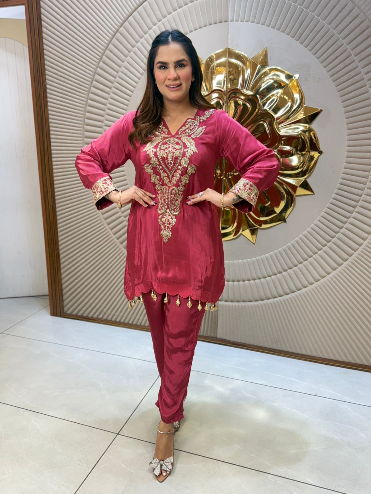 Beautiful Neck Work Co-Ord Set PC2233