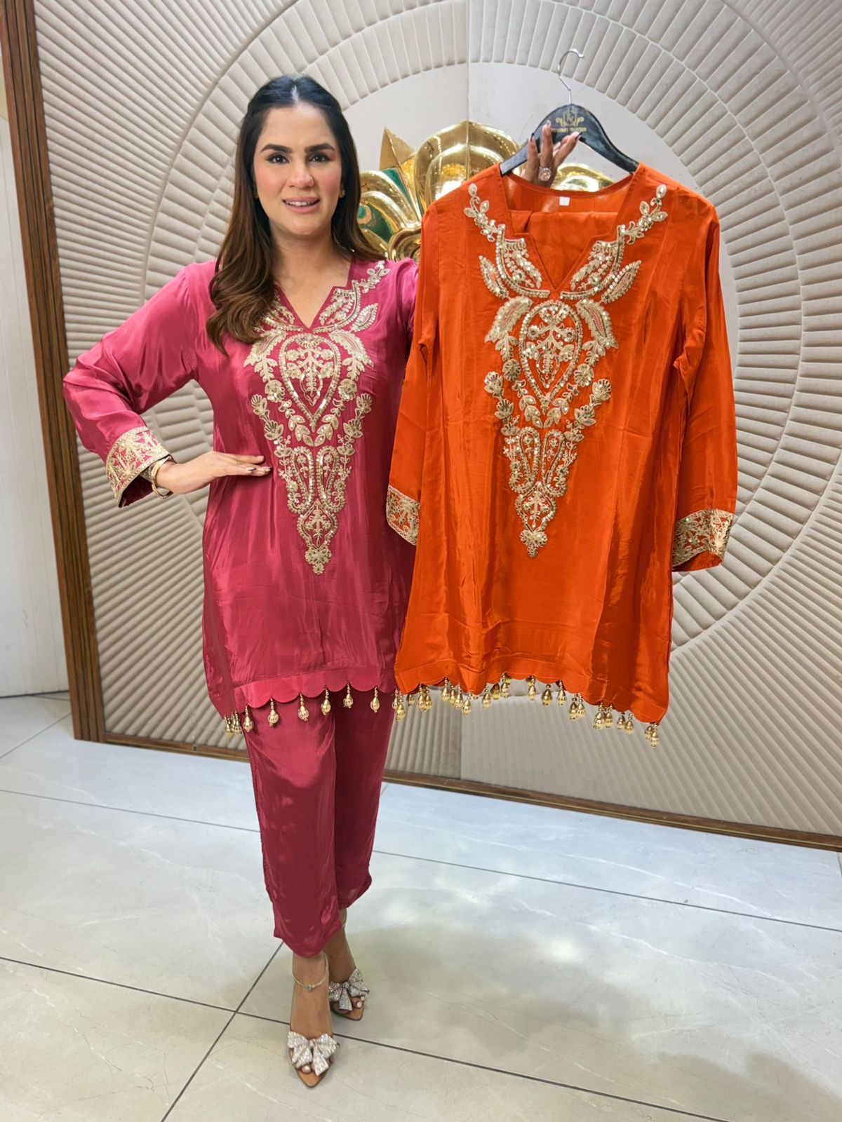 Beautiful Neck Work Co-Ord Set PC2233