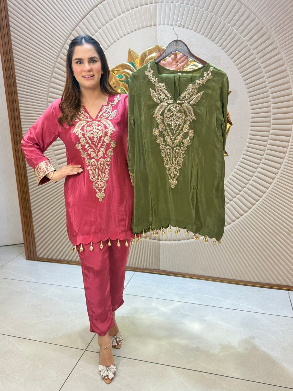 Beautiful Neck Work Co-Ord Set PC2233