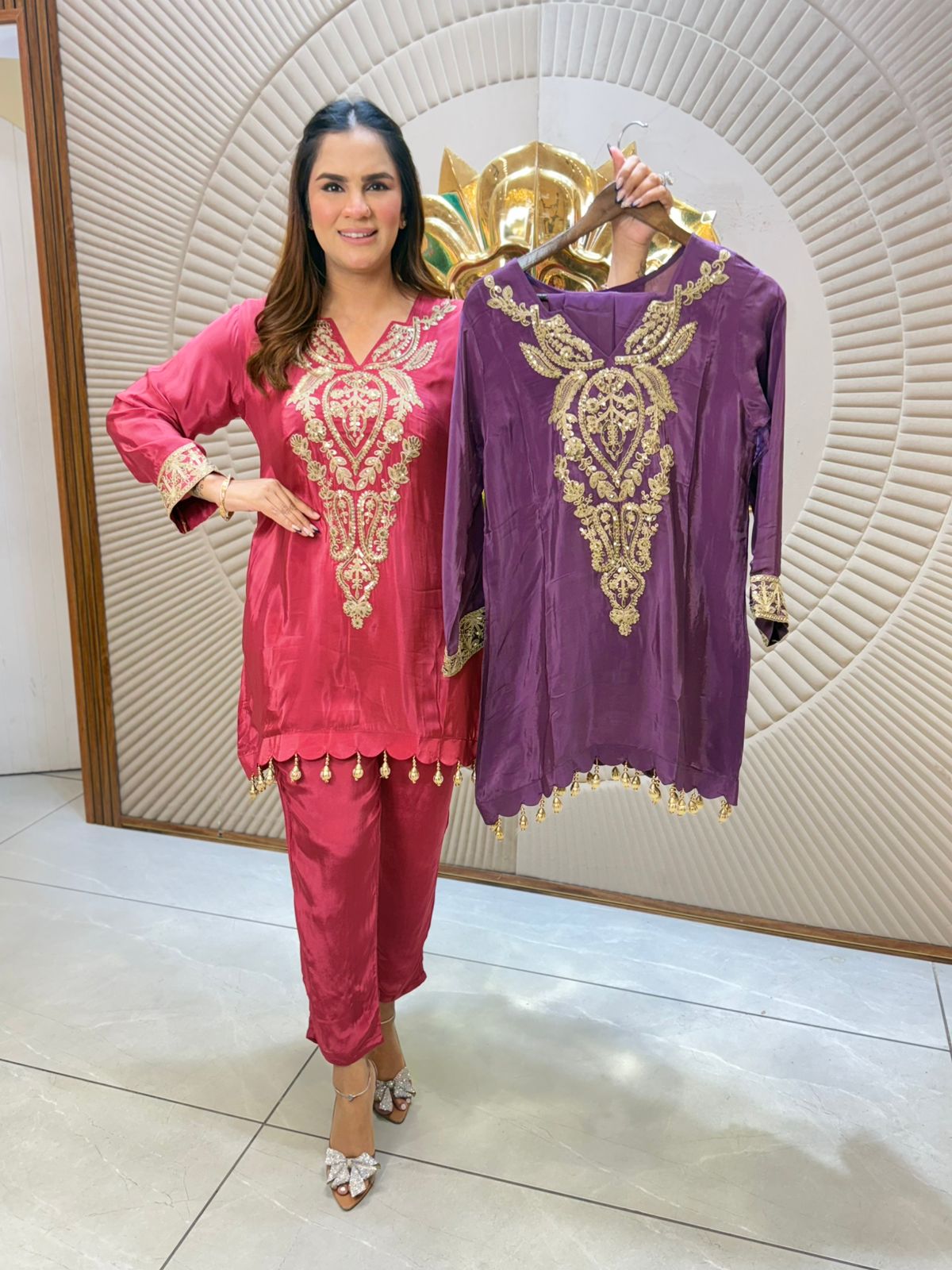 Beautiful Neck Work Co-Ord Set PC2233