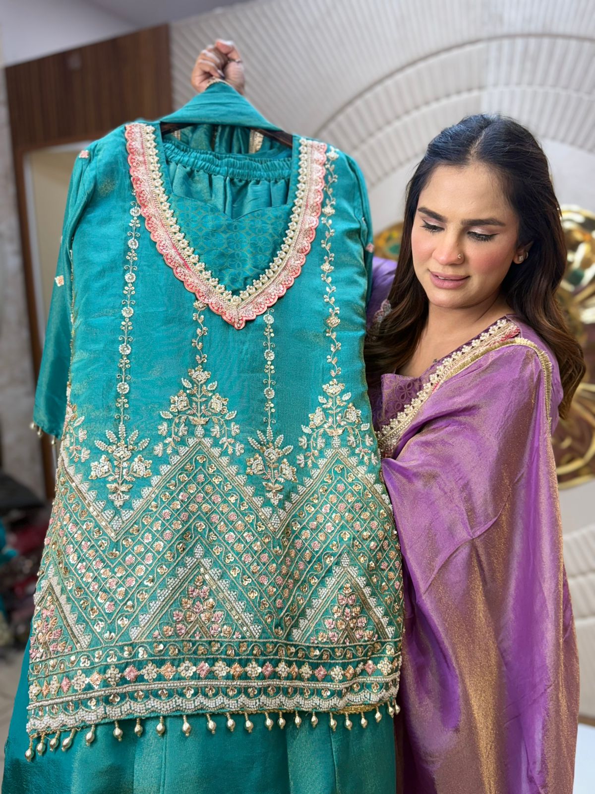 Stunning Heavy Work Party Wear Suit PC2234