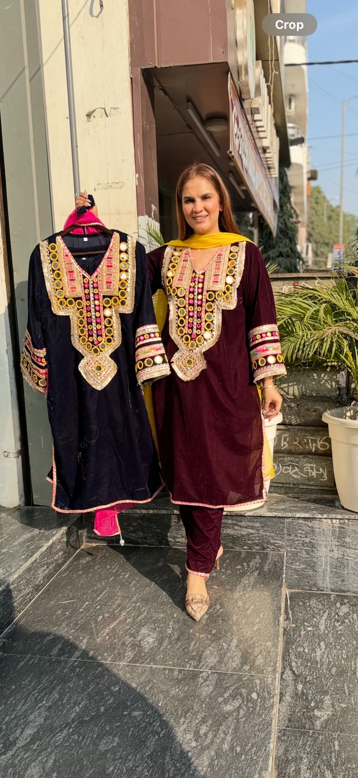 Stunning Mirror Work Velvet Suit PC2294