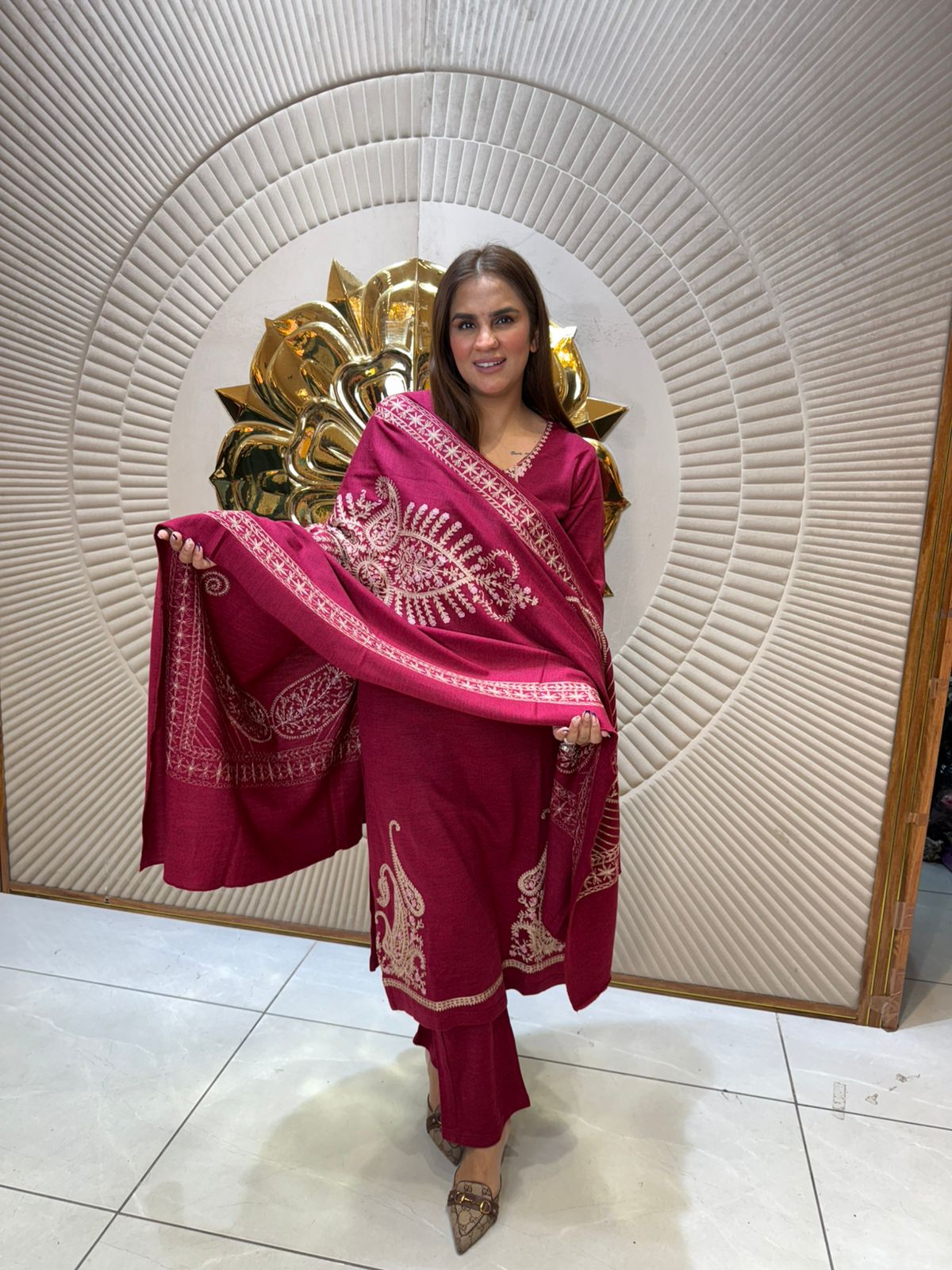 Stunning Wollen Suit With Embroidery Work PC2296