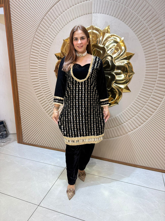 Stunning Velvet Kurti Co-Ord Set PC2310