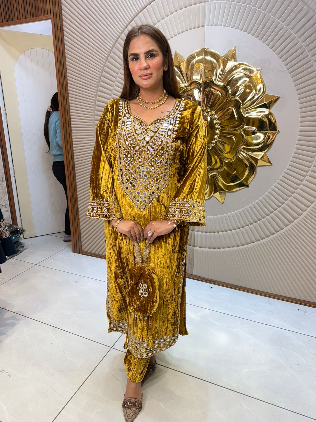 Elegant Suit With Mirror Work PC2320