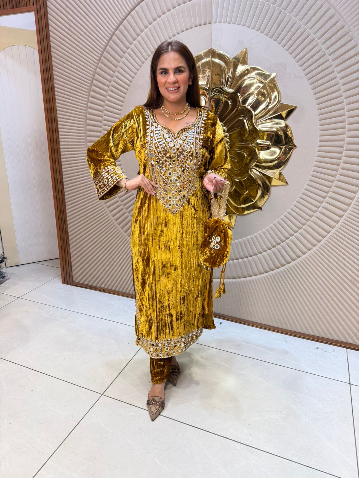 Elegant Suit With Mirror Work PC2320