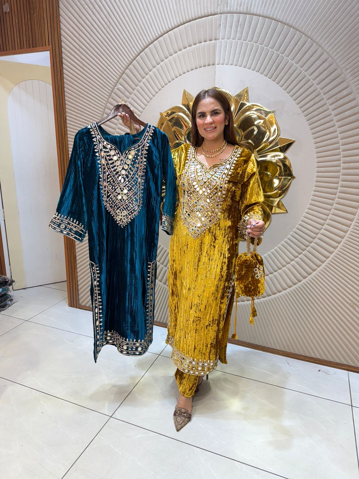 Elegant Suit With Mirror Work PC2320