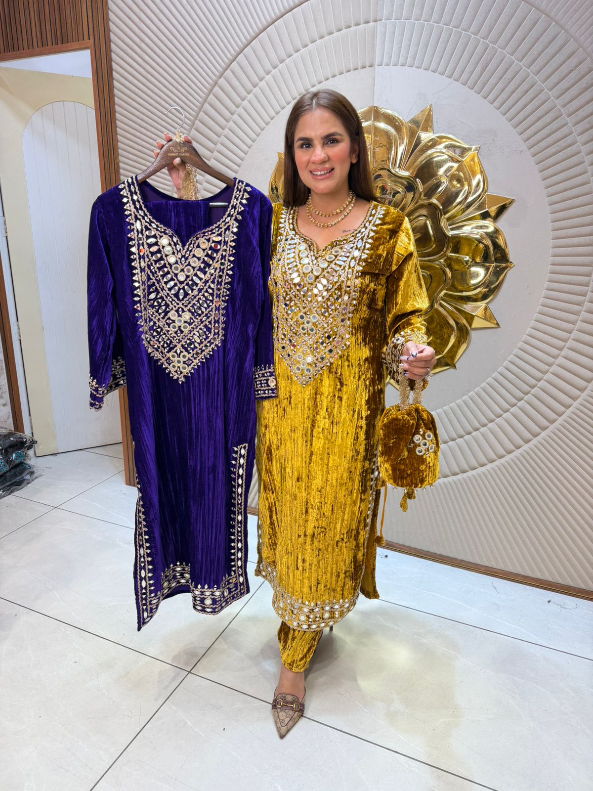 Elegant Suit With Mirror Work PC2320